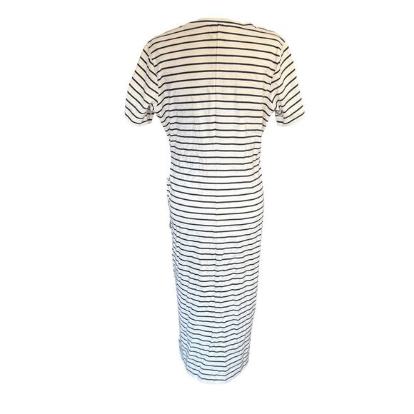 Evereve Cassie Dress Ivory Navy Stripes Faux Wrap XL Sailorchic Fishermancore - Picture 4 of 11